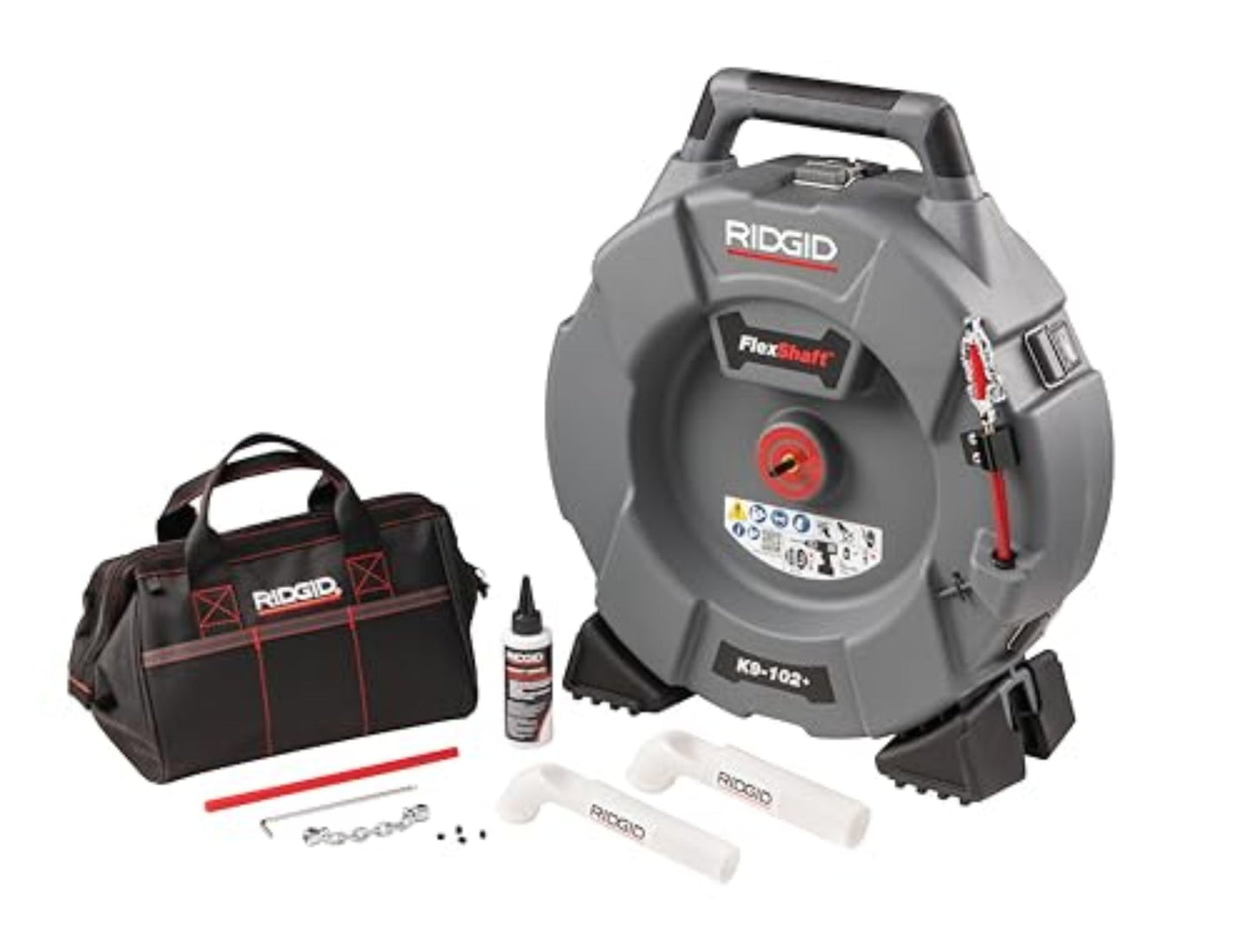 RIDGID 76193 FlexShaft K9-102+ Drain Cleaning Machine for 1 1/4-2" (32-50 mm) Pipes with 50' (15,2 m) 1/4" (6 mm) Cable and Kit