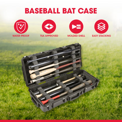 SKB iSeries Durable Baseball Bat Case for 10 Bats, Weatherproof, Secure Locks - 420651