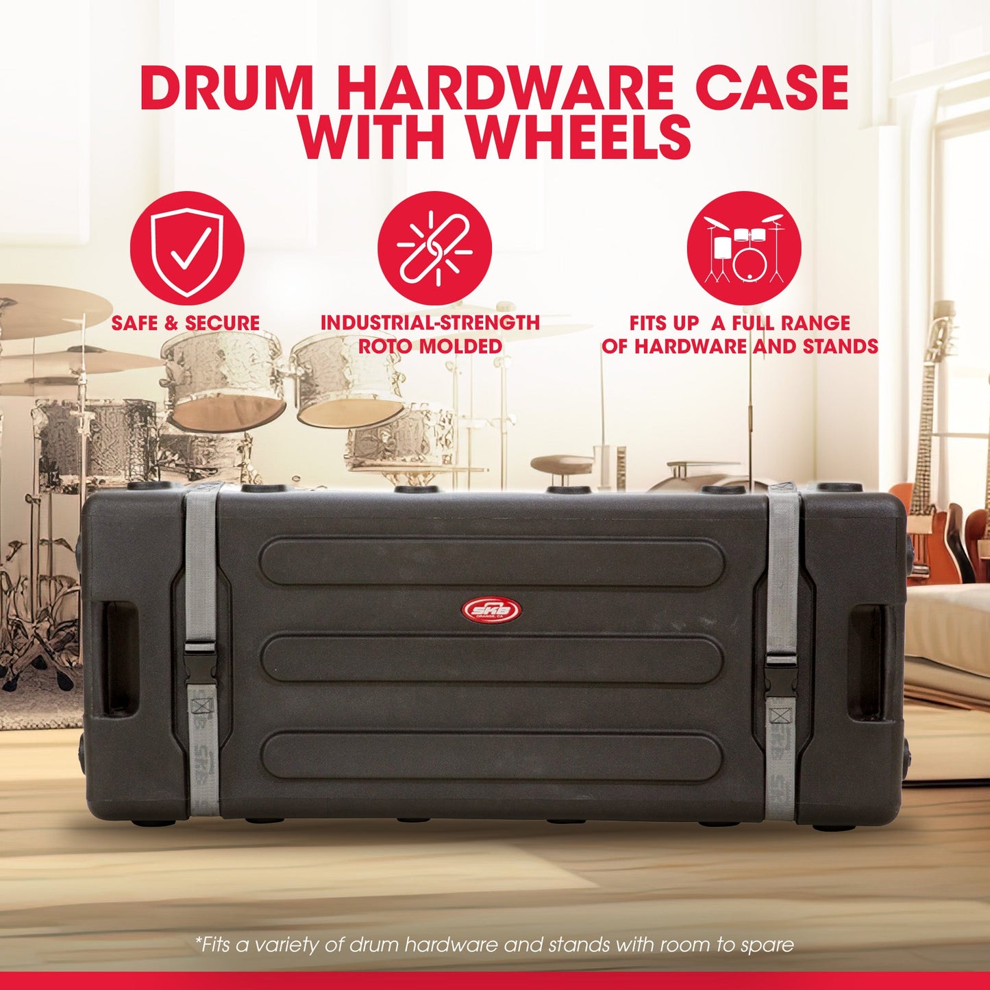 SKB Drum Hardware Case with Wheels, Durable Polyethylene Mobile Storage (Used) - 427398