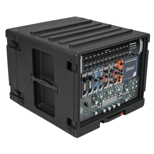 SKB 8U rSeries Rolling Rack with Integrated Back Wheels and 1-Touch Pull Handle - 420635