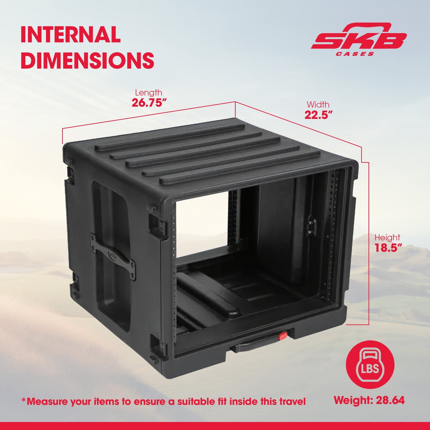 SKB 8U rSeries Rolling Rack with Integrated Back Wheels Pull Handle  - 429825