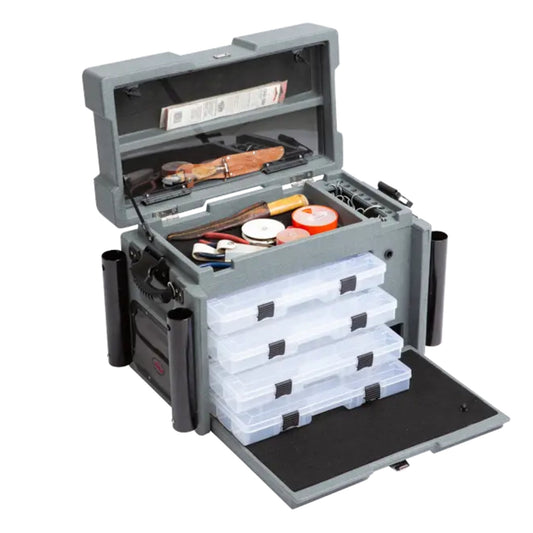 SKB Large Tackle Box, 4 Drawers with Dividers and 2 Soft Exterior Pockets, Gray - 420649