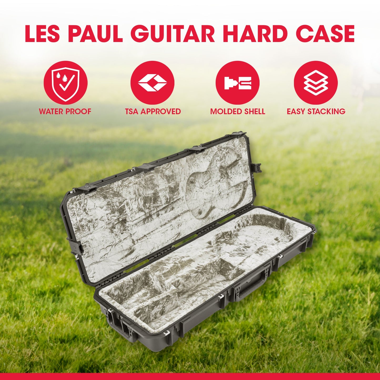 SKB iSeries Les Paul Guitar Hard Case with Plush Interior, TSA Latches & Wheels - 420922