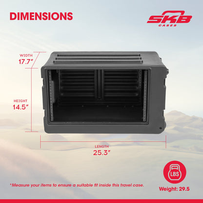 SKB 6U rSeries Shallow Rolling Rack with Integrated Back Wheels and Pull Handle - 421595
