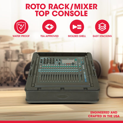 SKB Roto Rack/Mixer Top Console, 10U Slanted Rackmount with, Hard Lid and Door - 421585