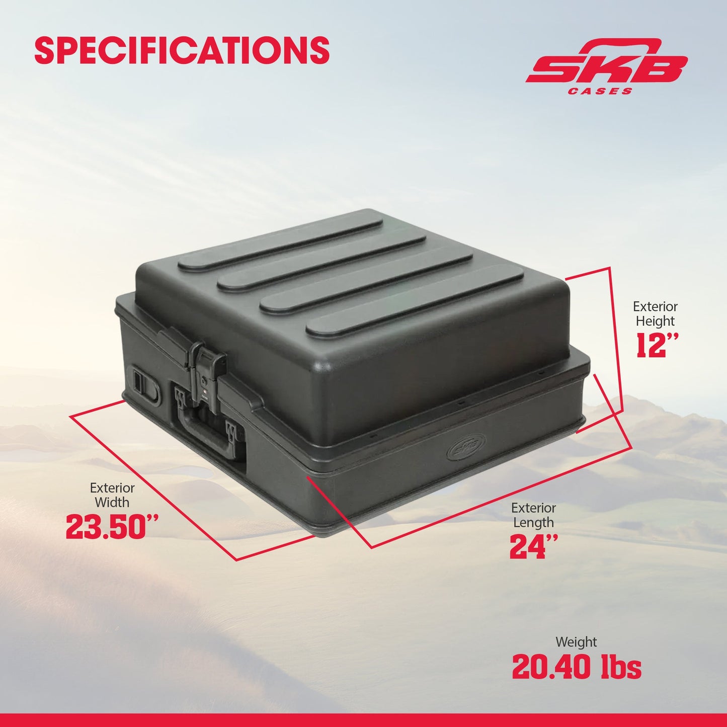 SKB Roto Rack/Mixer Top Console, 10U Slanted Rackmount with, Hard Lid and Door - 421585