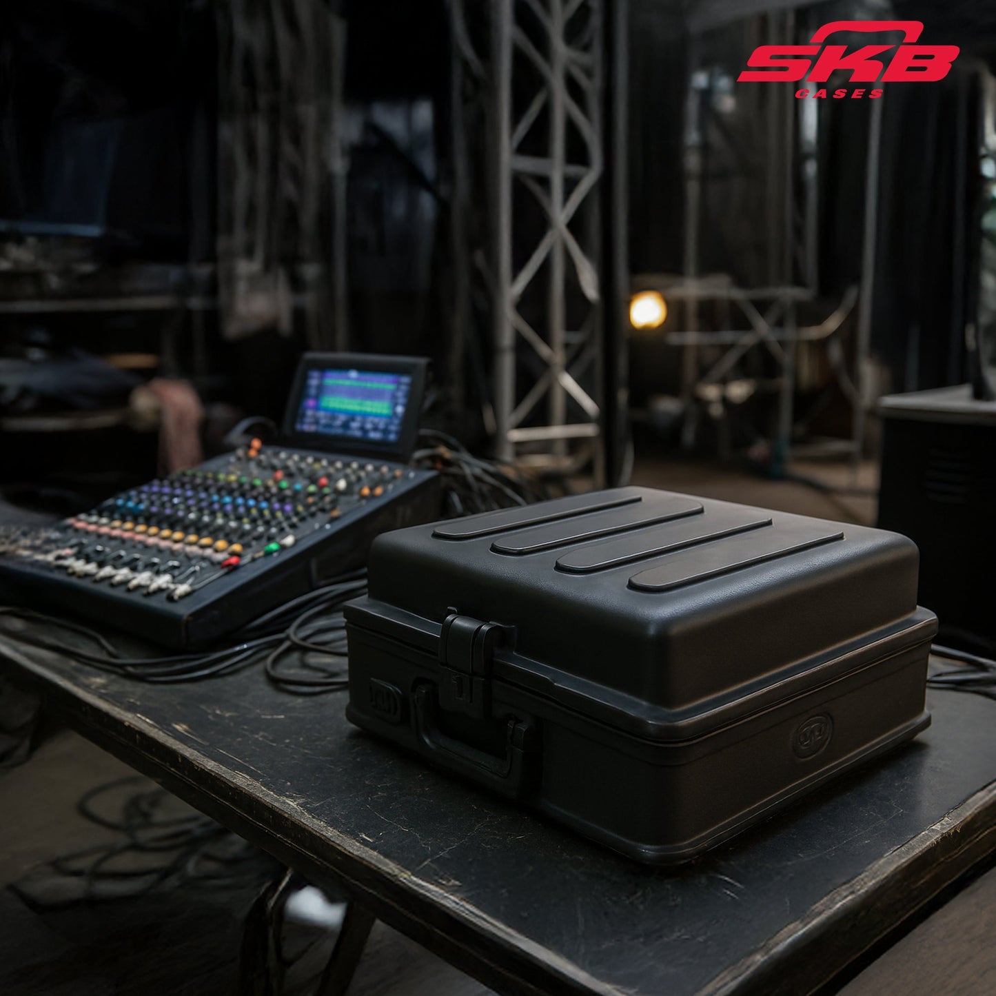 SKB Roto Rack/Mixer Top Console, 10U Slanted Rackmount with, Hard Lid and Door - 421585