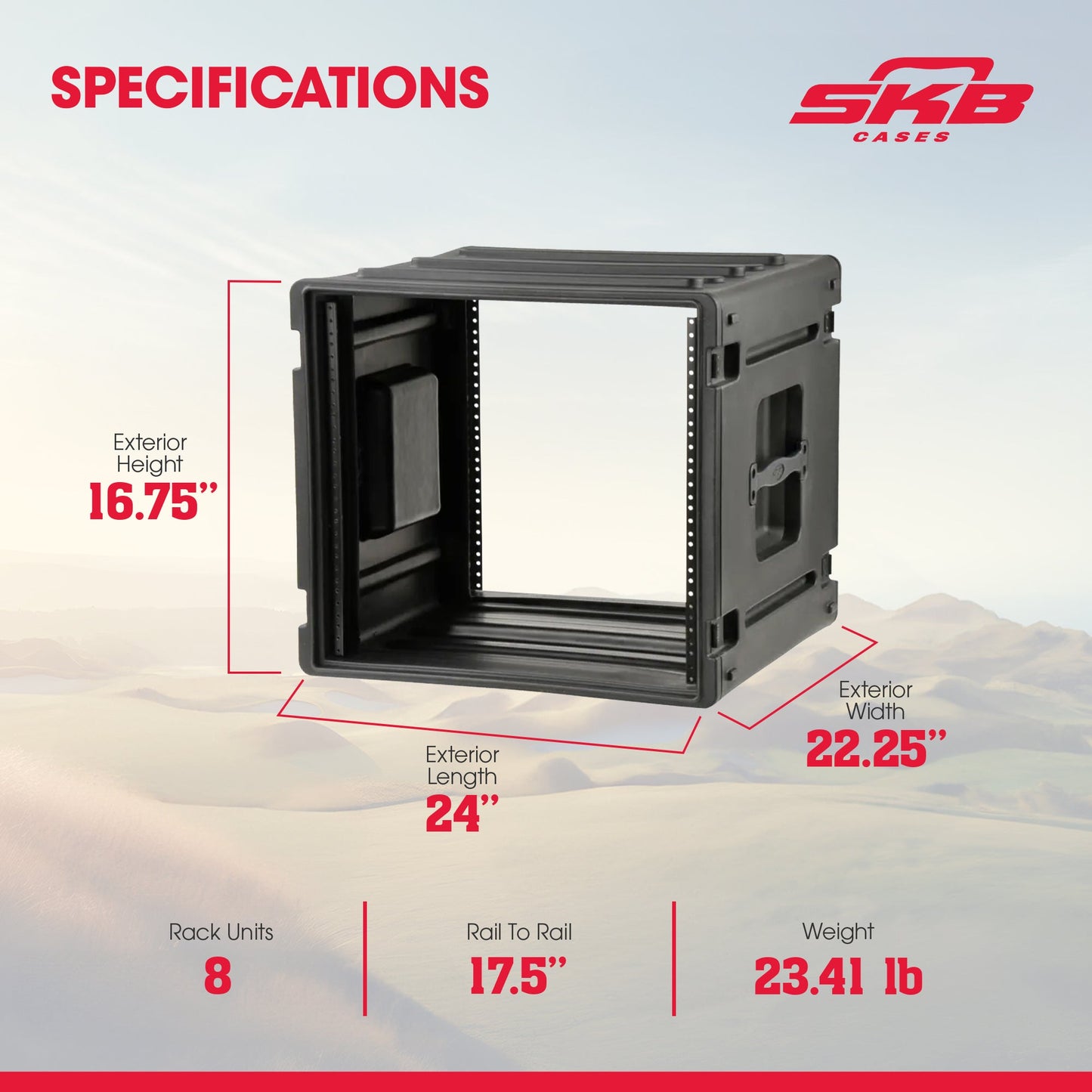 SKB 8U Rack Case Polyethylene Gear Protector, Stackable, Waterproof  - 429675