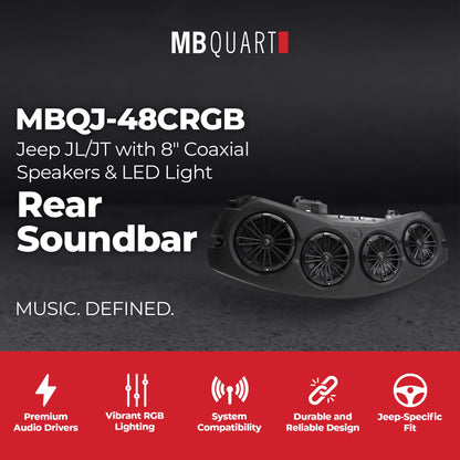 MB Quart Rear Soundbar, 8" Speakers, Jeep Wrangler JL 18-23/Gladiator JT 20-23 - 422638