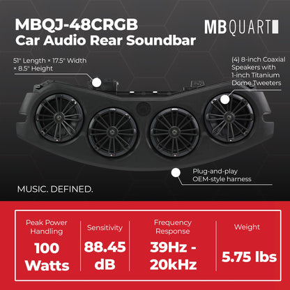 MB Quart Rear Soundbar, 8" Speakers, Jeep Wrangler JL 18-23/Gladiator JT 20-23 - 422638