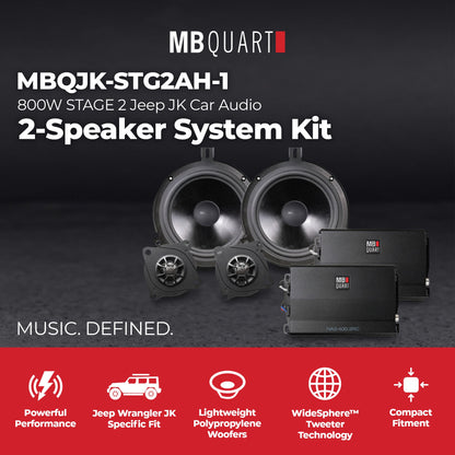 MB Quart STAGE 2 Jeep Wrangler JK 07-18 Car Audio 2-Speaker System Kit, 800W - 422640