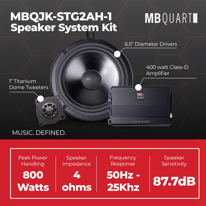 MB Quart STAGE 2 Jeep Wrangler JK 07-18 Car Audio 2-Speaker System Kit, 800W - 422640
