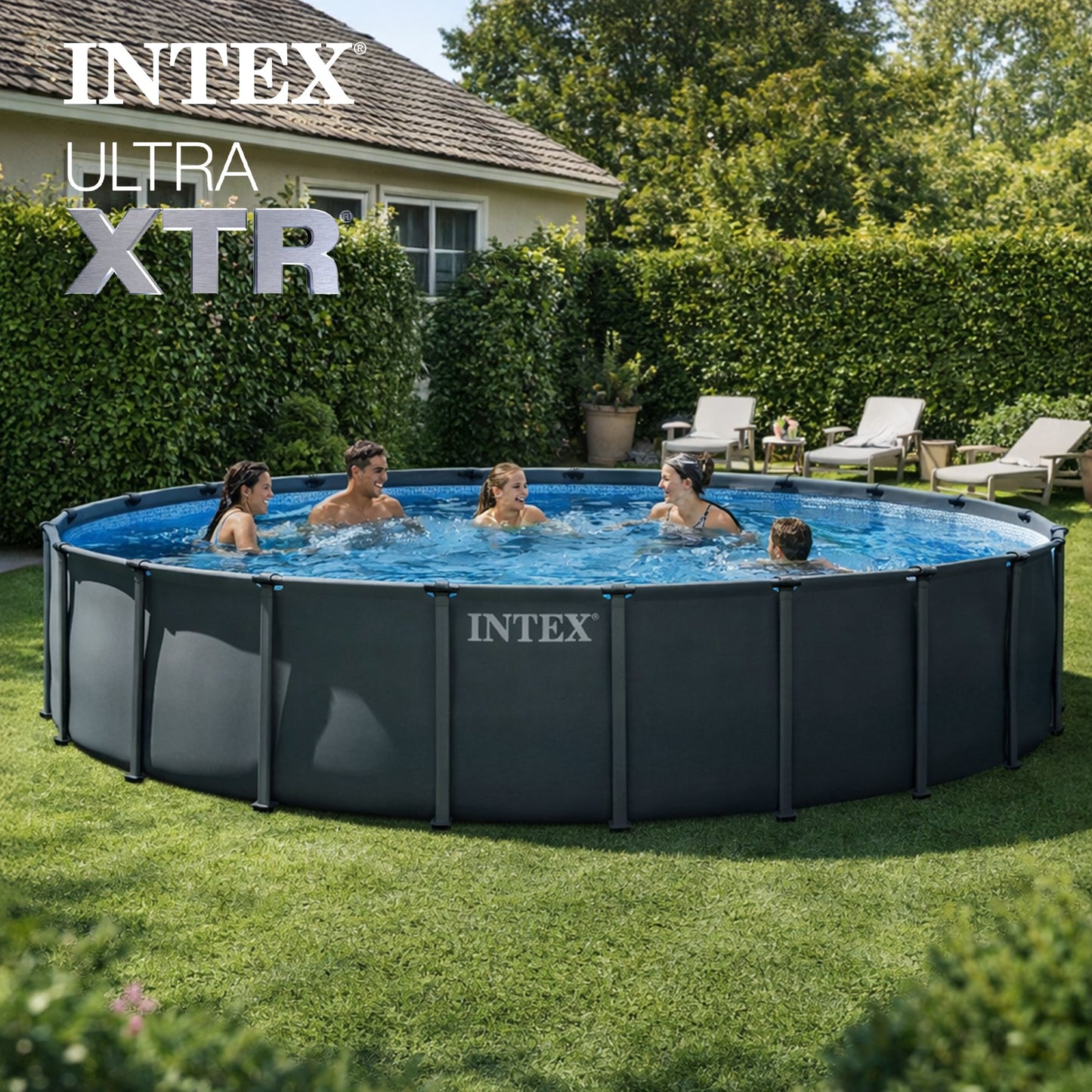 Summer Waves Intex Ultra XTR Round Frame Above Ground Swimming Pool Set with Pump (For Parts) - 436483