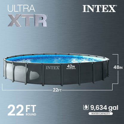 Summer Waves Intex Ultra XTR Round Frame Above Ground Swimming Pool Set with Pump (For Parts) - 436483