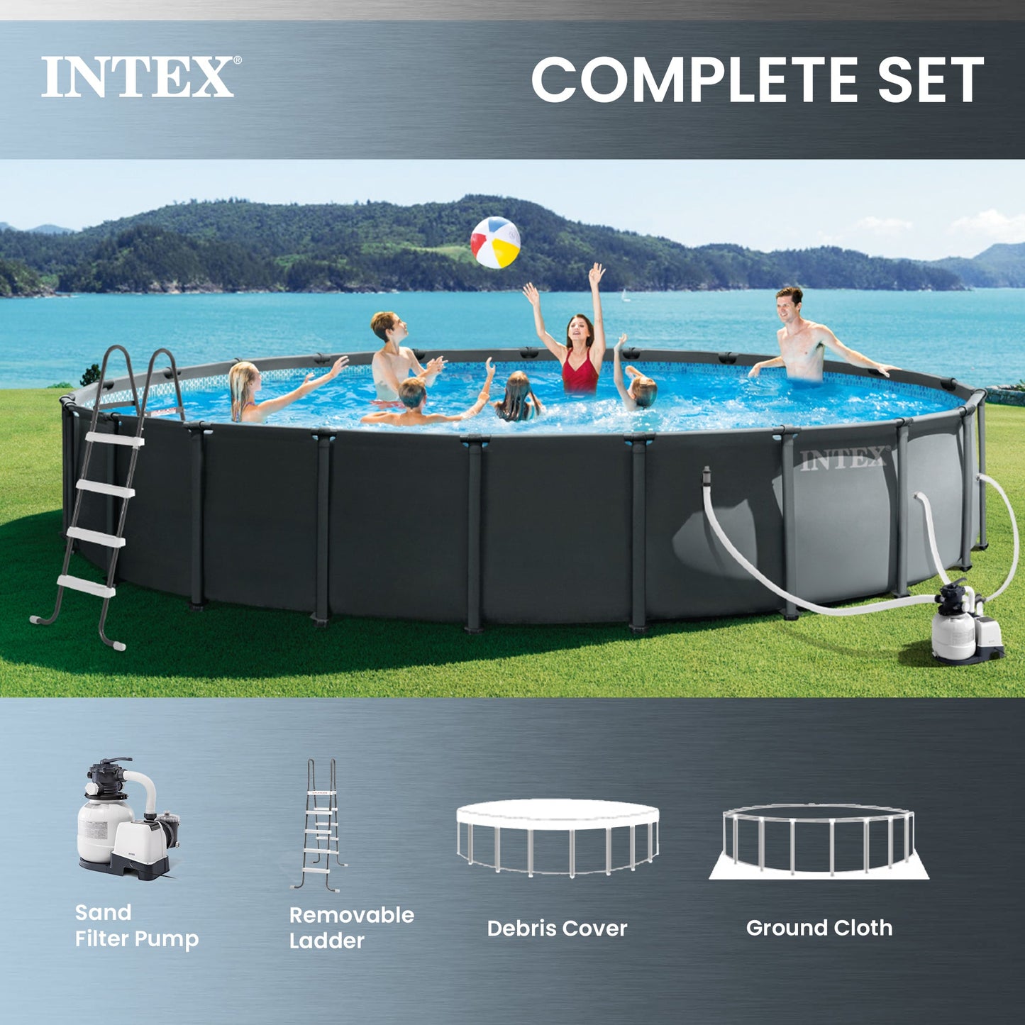 Summer Waves Intex Ultra XTR Round Frame Above Ground Swimming Pool Set with Pump (For Parts) - 436483