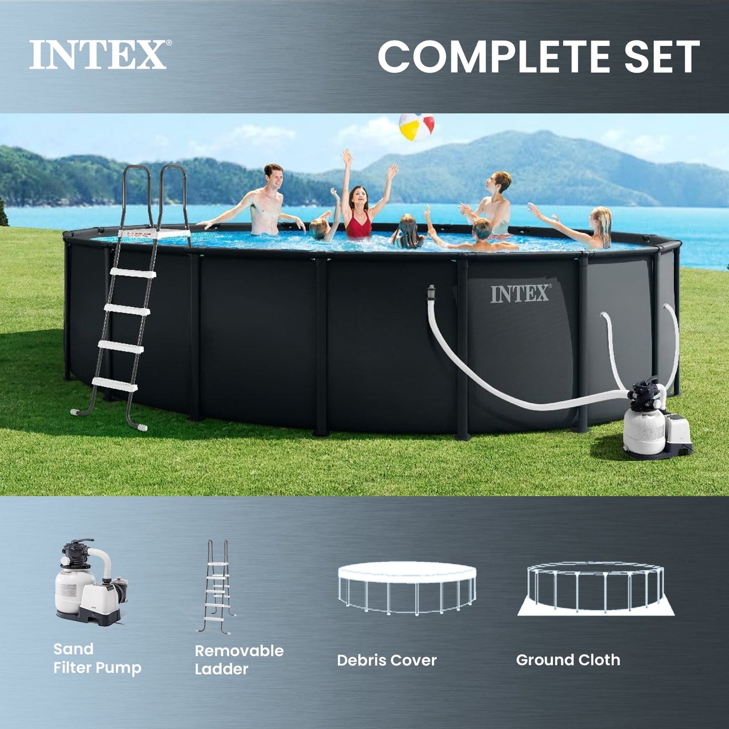INTEX Ultra XTR 18ft x 52in Round Frame Above Ground Swimming Pool Set with Pump
