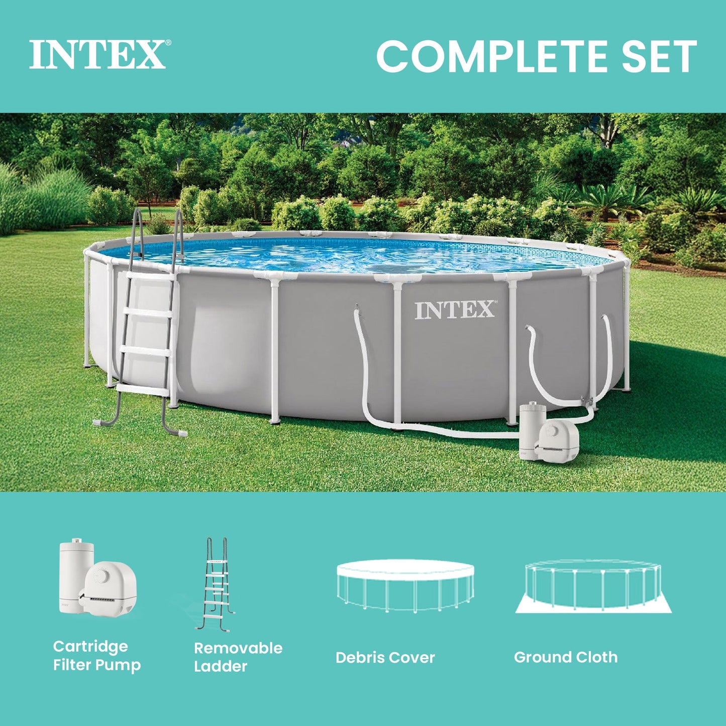 Summer Waves INTEX Prism Frame Premium Above Ground Pool Set with Filter Pump (For Parts) - 436475