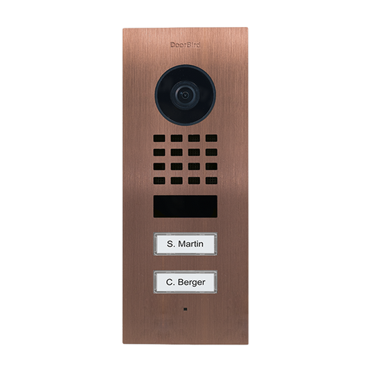 DoorBird D1102V Flush-Mount IP Video Door Station, 2 Call Button in Bronze
