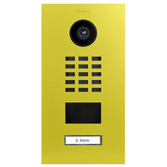 DoorBird D2101V IP Video Door Station, 1 Call Button in Sulfur Yellow, RAL 1016