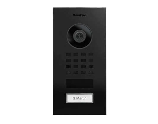 DoorBird D1101V Flush-Mount IP Video Intercom, 1 Call Button in Graphite Black