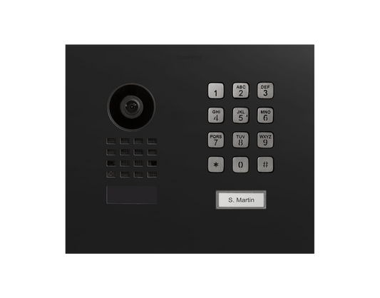 DoorBird D1101KH Modern Flush-Mount IP Video Door Station, 1 Call Button in Graphite Black