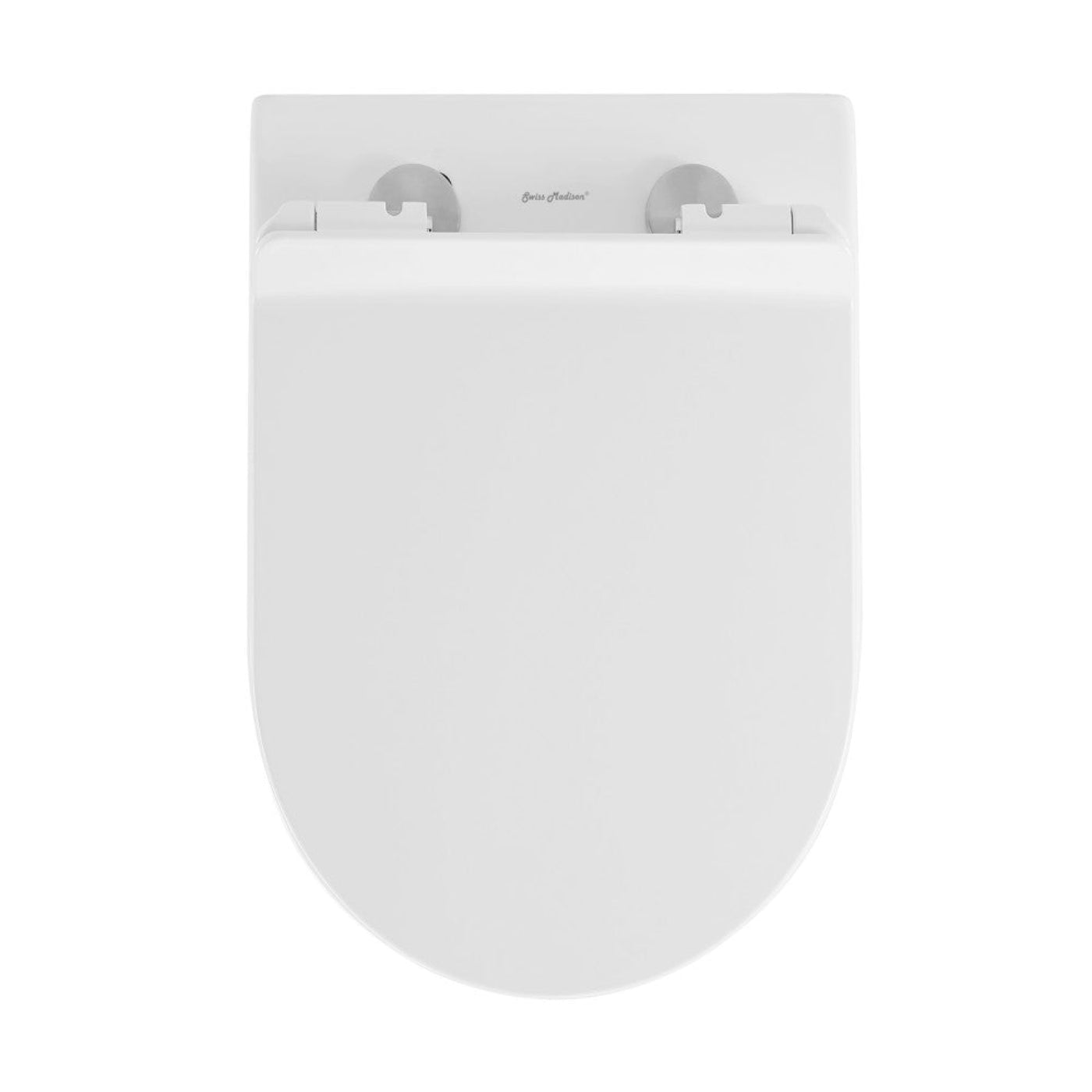 Swiss Madison St. Tropez Back-to-Wall Toilet Bundle 0.8/1.6 GPF Dual Flush in Glossy White with Black Flush Plate - SM-WT0804GW