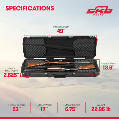 SKB Cases iSeries 3i-5014-DR Double Rifle Case with Hard Plastic Exterior, Black - 429795