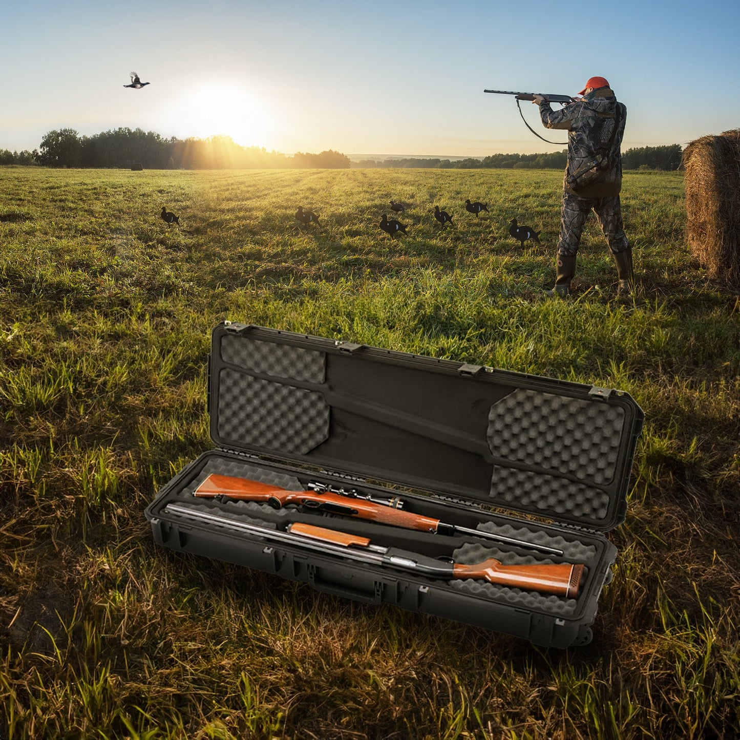 SKB Cases iSeries 3i-5014-DR Double Rifle Case with Hard Plastic Exterior, Black - 429795