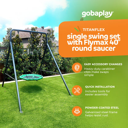 gobaplay Single Swing Set Playground Equipment with FlyMax 40" Round Saucer - 431445