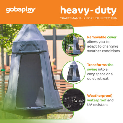 gobaplay Single Swing Set Frame with FlyMax 40" Round Saucer and Hanging Tent - 431495