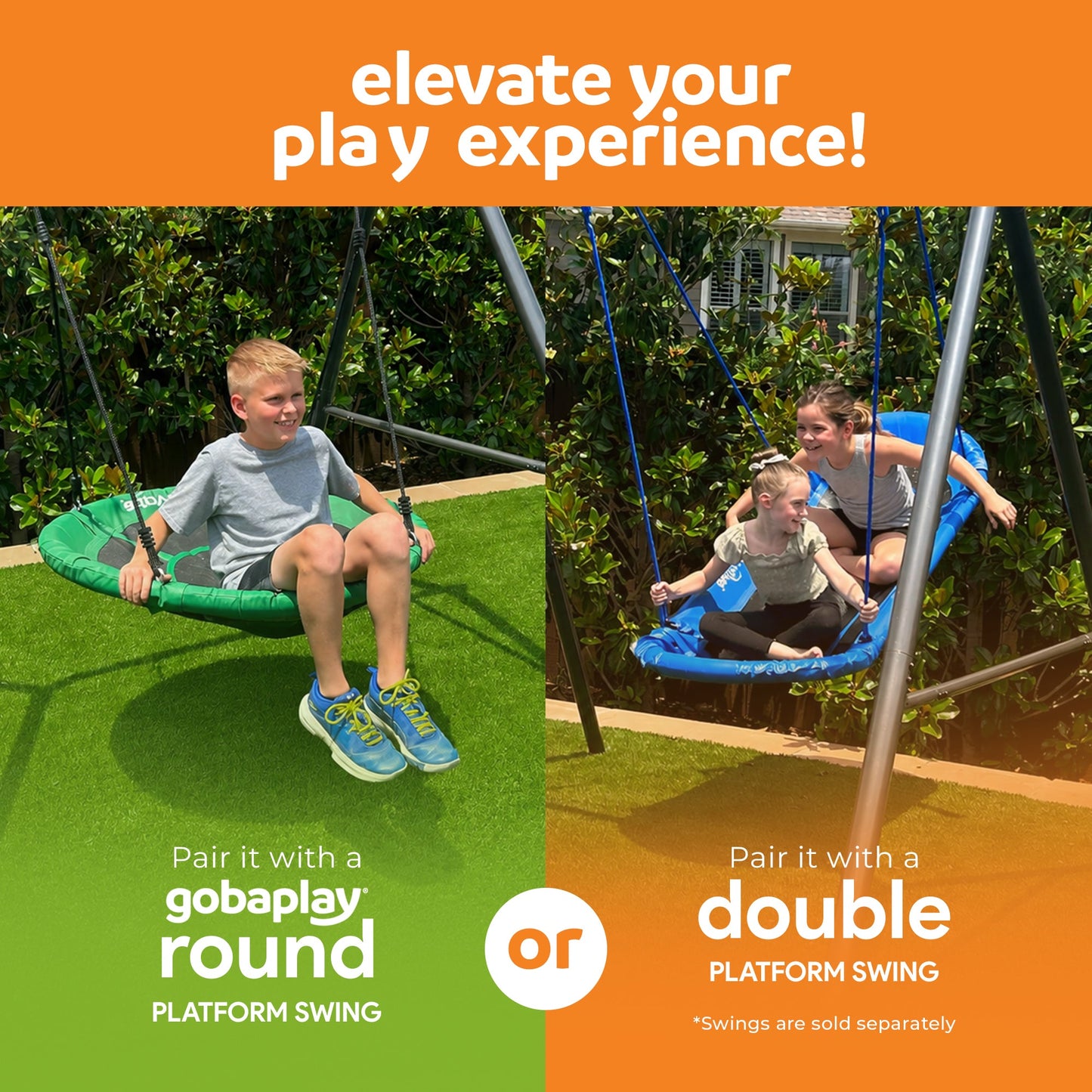 gobaplay Single Swing Set Playground Equipment with FlyMax 40" Round Saucer - 431445