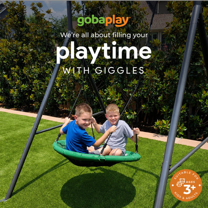 gobaplay Single Swing Set Playground Equipment with FlyMax 40" Round Saucer - 431445