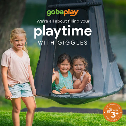 gobaplay Single Swing Set Frame with FlyMax 40" Round Saucer and Hanging Tent - 431495