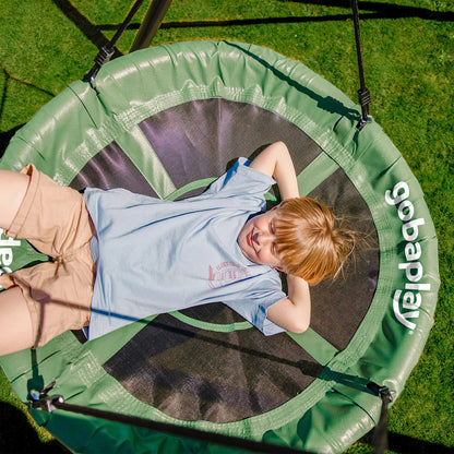 gobaplay Single Swing Set Frame with FlyMax 40" Round Saucer and Hanging Tent - 431495