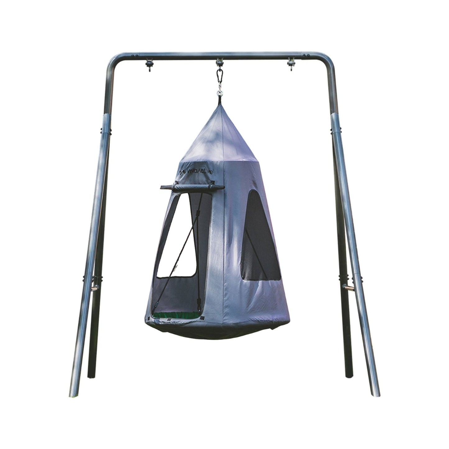 gobaplay Single Swing Set Frame with FlyMax 40" Round Saucer and Hanging Tent - 431495