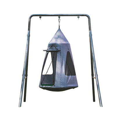 gobaplay Single Swing Set Frame with FlyMax 40" Round Saucer and Hanging Tent - 431495