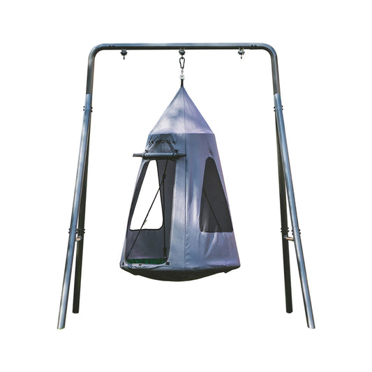 gobaplay Single Swing Set Frame with FlyMax 40" Round Saucer and Hanging Tent - 431495