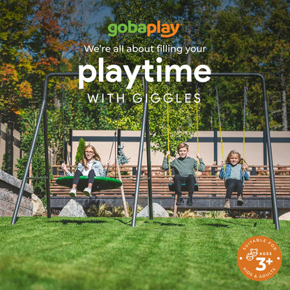 gobaplay Single Swing Set with 6' Frame Extension, Swings, and 40" Round Saucer - 431497