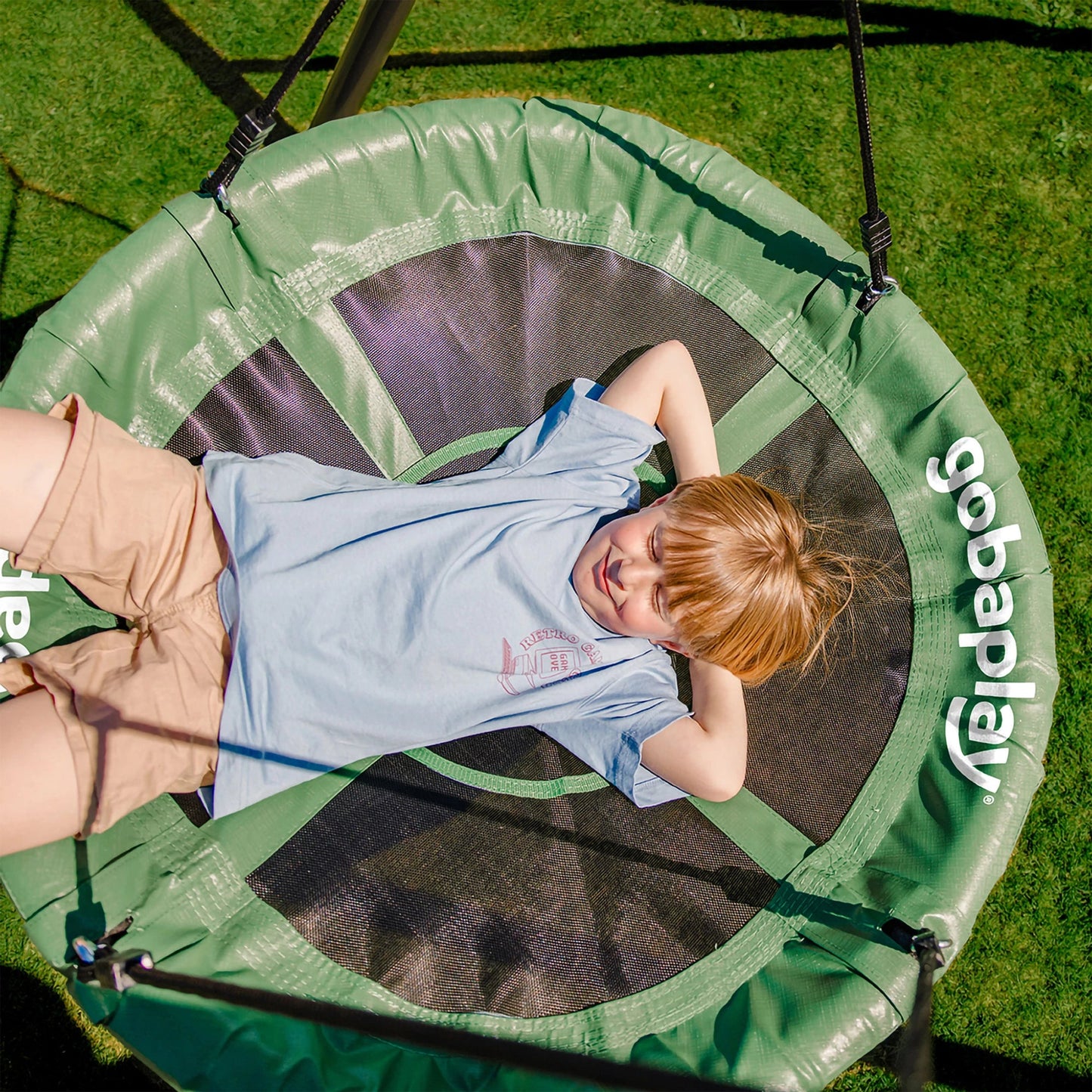 gobaplay Single Swing Set with 8' Frame Extension, Swings, and 40" Round Saucer - 431505