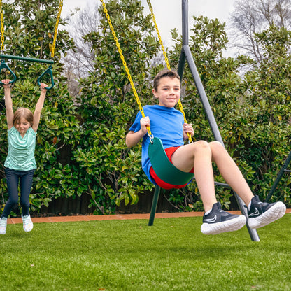 gobaplay Single Swing Set with 8' Frame Extension, Swings, and 40" Round Saucer - 431505