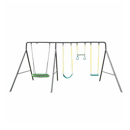 gobaplay Single Swing Set with 8' Frame Extension, Swings, and 40" Round Saucer - 431505