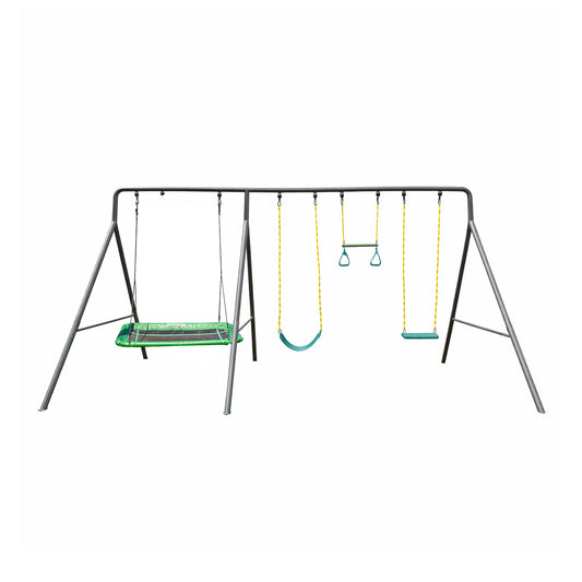 gobaplay Single Swing Playground Set with 8' Frame Extension & Rectangle Swing