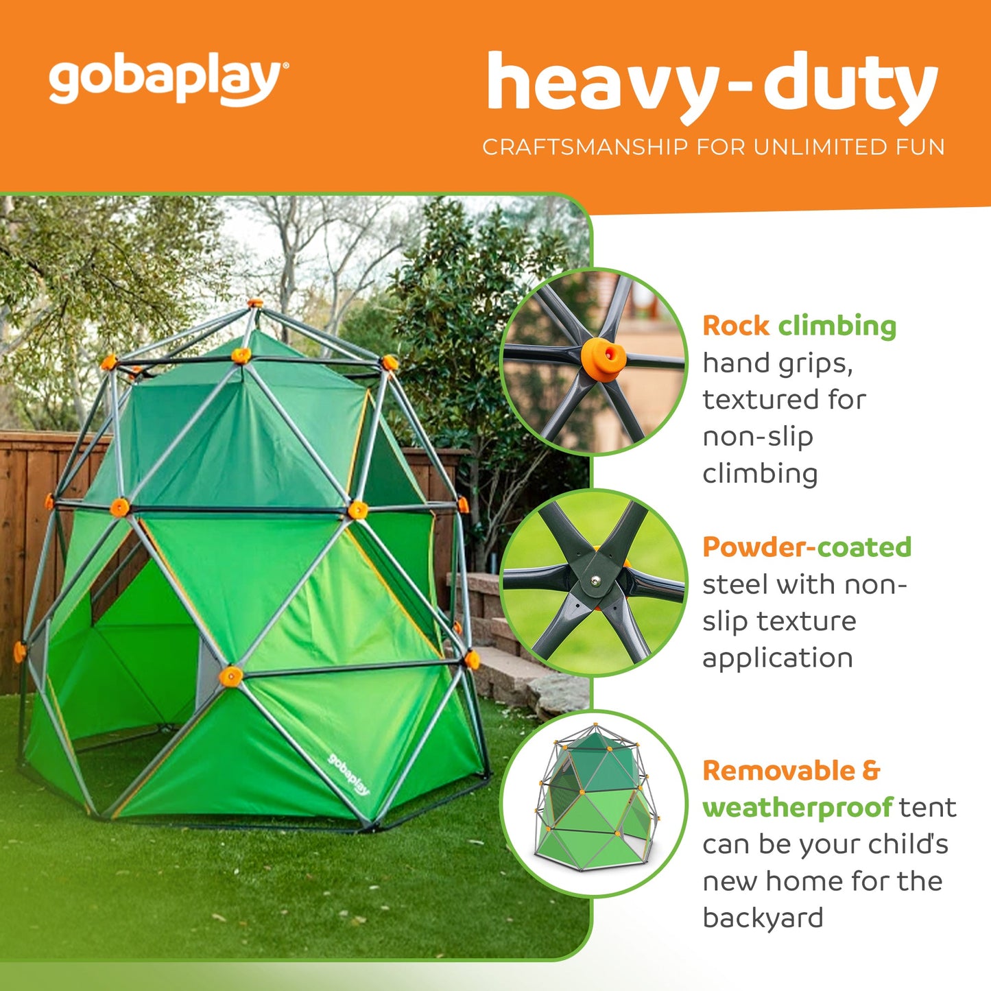 gobaplay SummitPro Climbing Dome, Outdoor Kid Climber with Tent, 600 lb Capacity - 431539