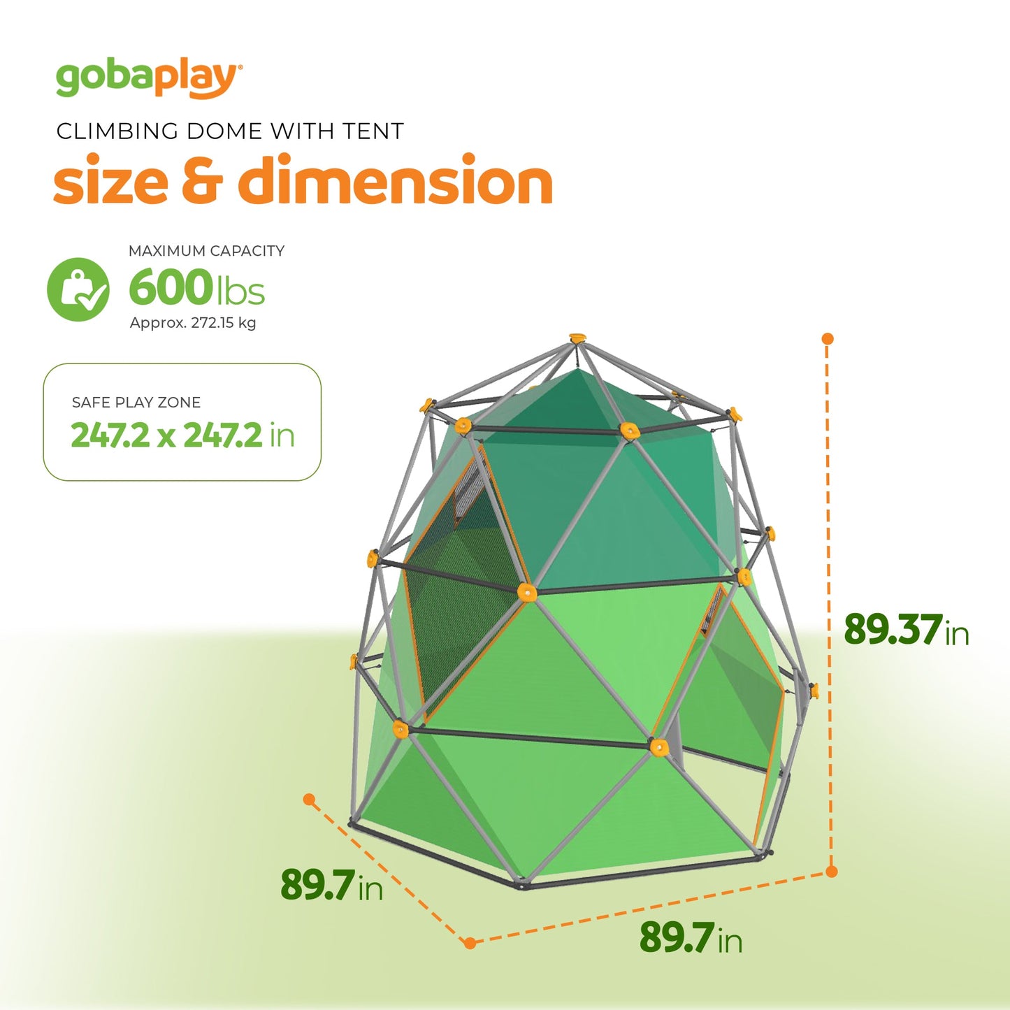 gobaplay SummitPro Climbing Dome, Outdoor Kid Climber with Tent, 600 lb Capacity - 431539