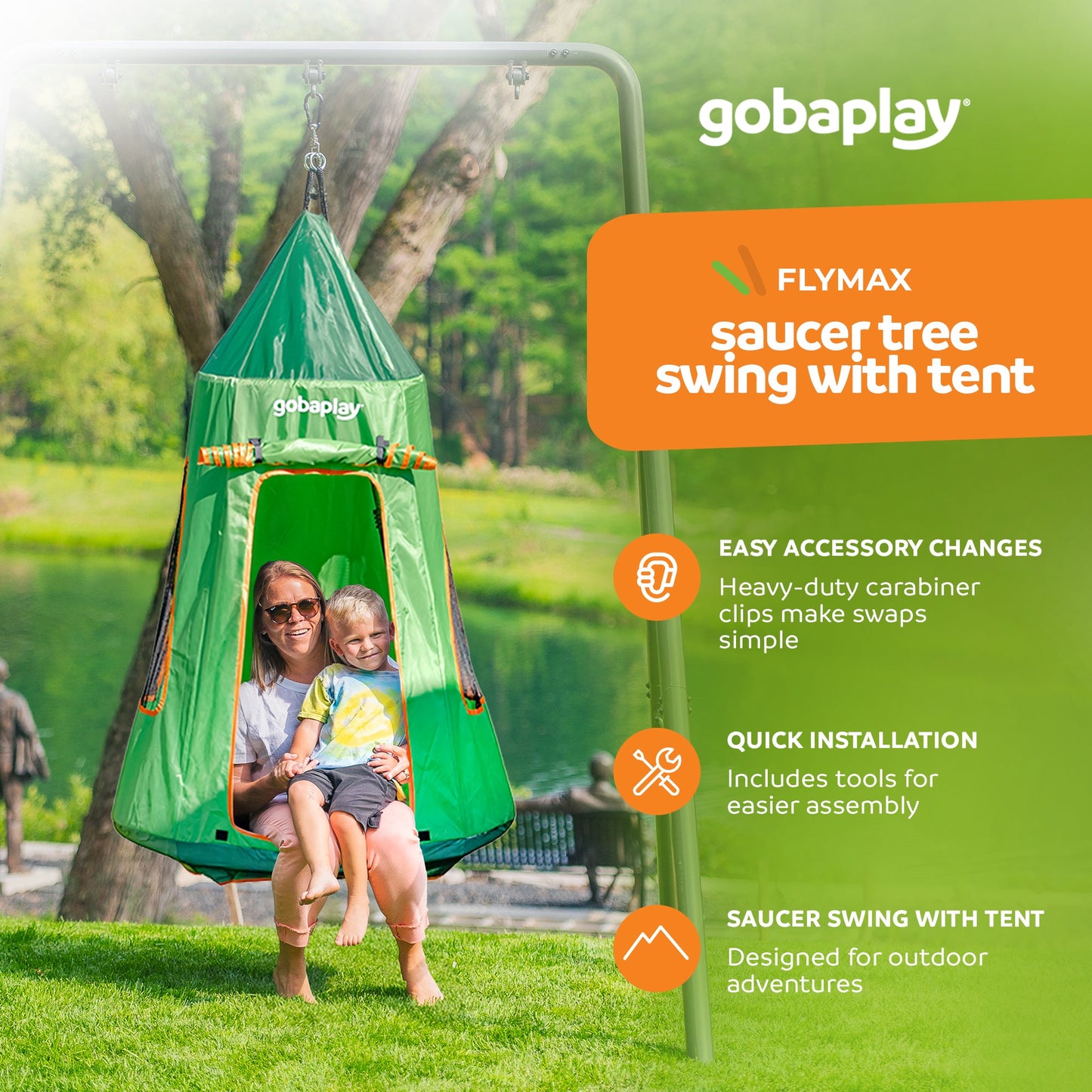 gobaplay Outdoor Frame Playground Equipment w/ 8' Extension & 39" Swing w/ Tent - 436276