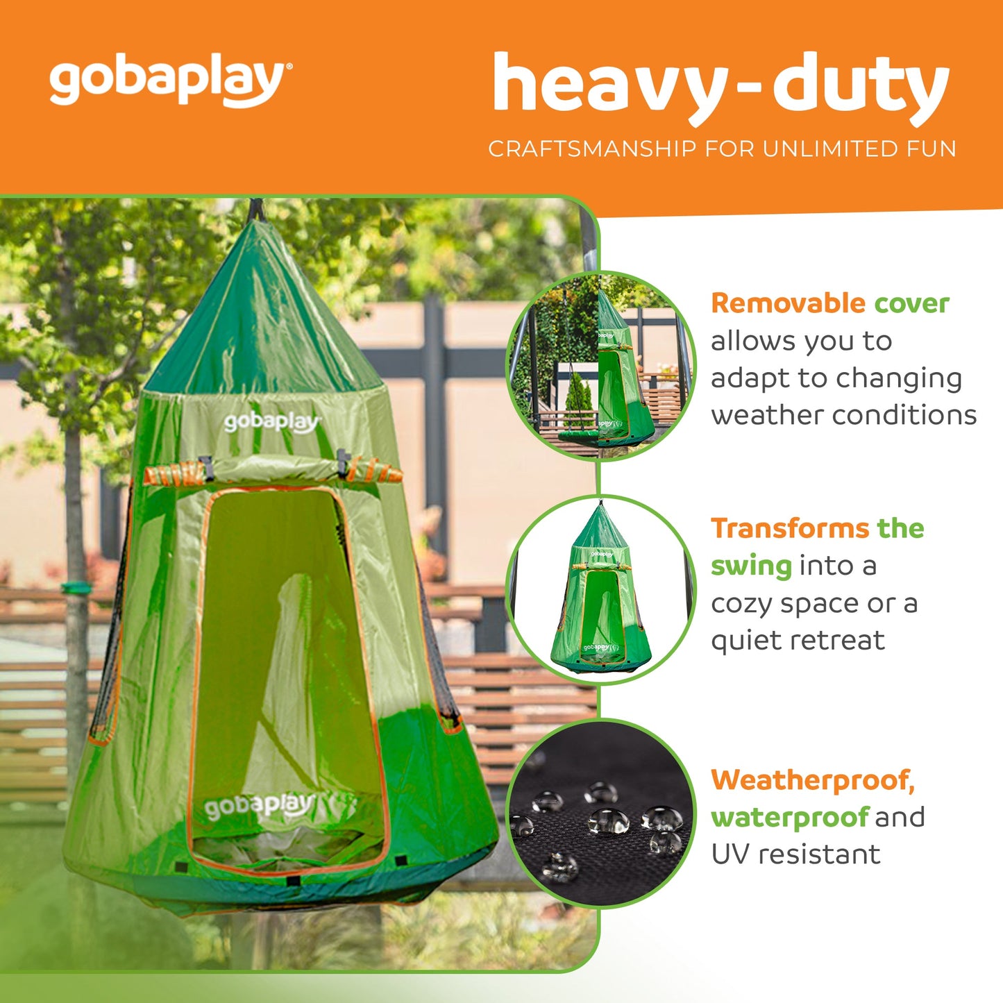 gobaplay Single Swing Set Playground Equipment with FlyMax 39" Swing with Tent - 436274