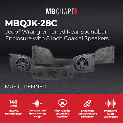 MB Quart Rear Overhead Soundbar For 07-18 Jeep Wrangler JK, Dual 8" Speakers - 431777