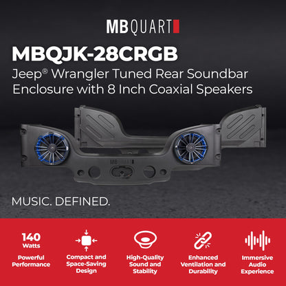 MB Quart Dual 8" Coaxial Speakers for 2007-2018 Jeep Wrangler JK, 140W Power - 431778