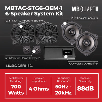 MB Quart 6 Speaker 700W Audio System Upgrade Kit for 2016-2023 Toyota Tacoma - 431784