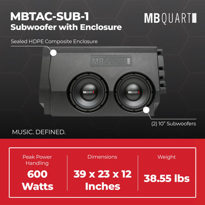 MB Quart Dual 10" Subwoofer Upgrade with Enclosure for 2016-2023 Toyota Tacoma - 431785